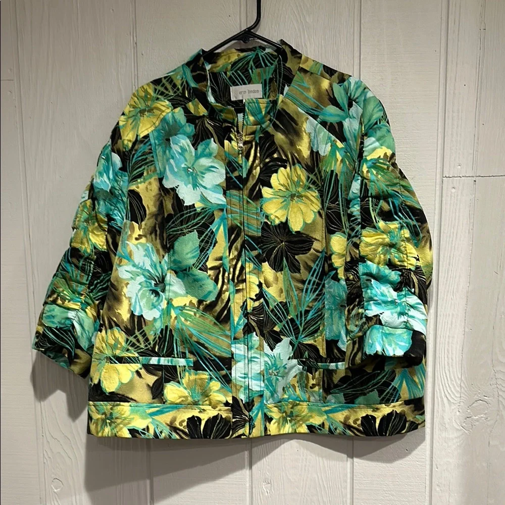 Erin London Floral Women's Jacket - Green and Yellow - Picture 1 of 8